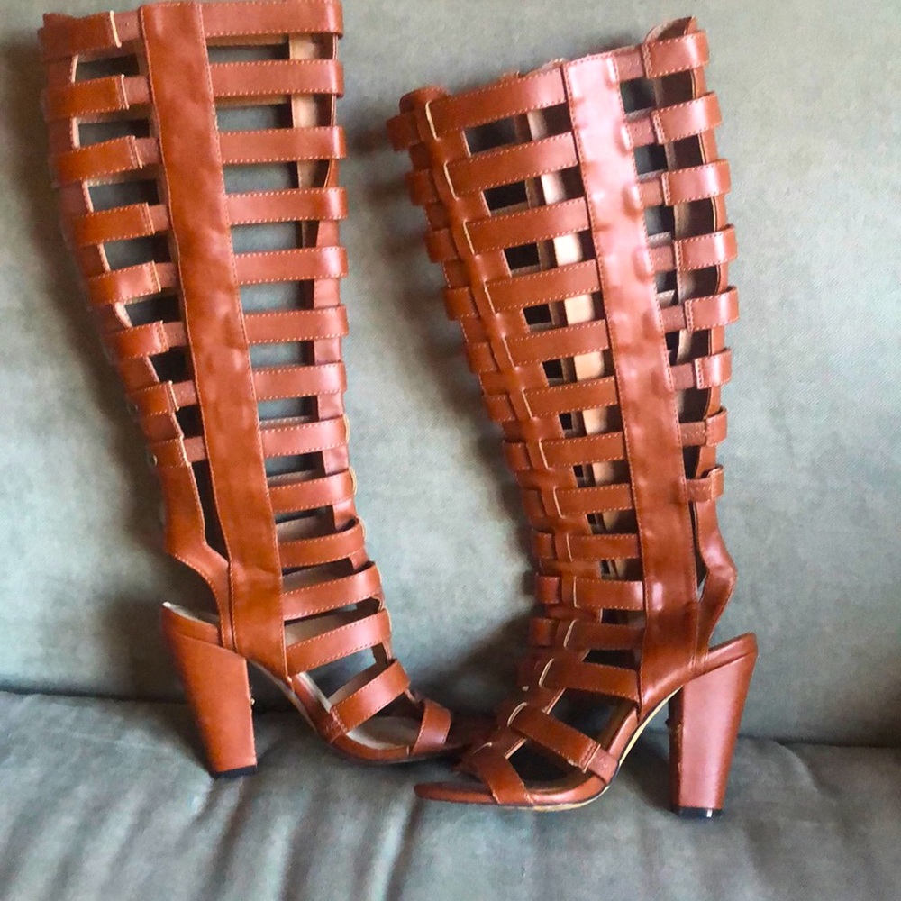 Michael Antonio Tan Gladiator Cut Out Heels